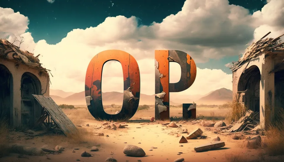 The Letters OP standing in front of a desert. WIth a beautiful background. Giving a feeling of hope.